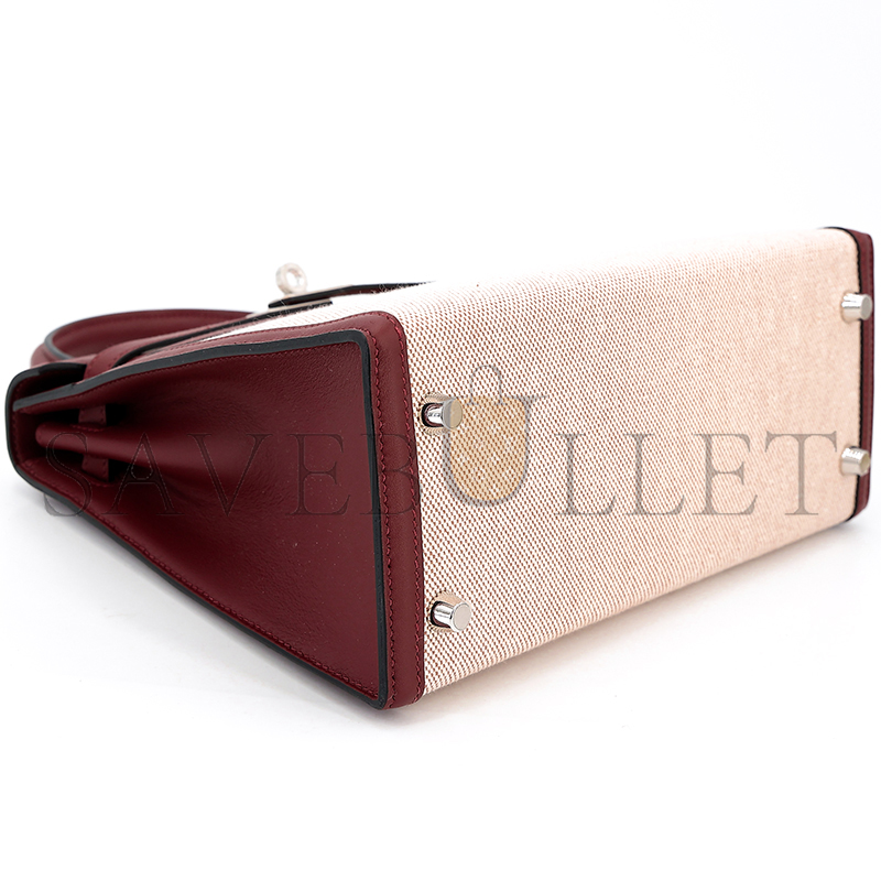 H**me5 master kelly 25 swift and ecru toile palladium hardware (25*17*7cm)